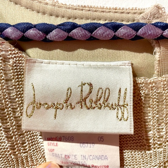 Joseph Ribkoff Cream and Gold Textured Dress - Picture 5 of 6